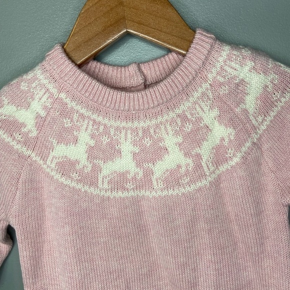 NWT Baby Gap Fair Isle Reindeer Holiday Sweater Dress - Picture 4 of 9